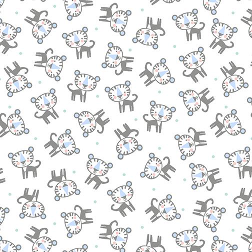 BTX Snuggle in the Jungle Flannel Baby Tiger - 10443F-09 White - Cotton Flannel Fabric