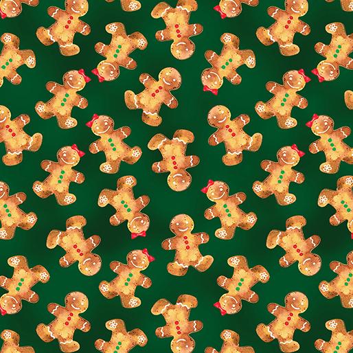 BTX Sugar & Spice Gingerbread Family - 14575-44 Green - Cotton Fabric