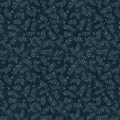 BTX Sunflower Days Harvest Berry Leaves - 7563-55 Blue - Cotton Fabric