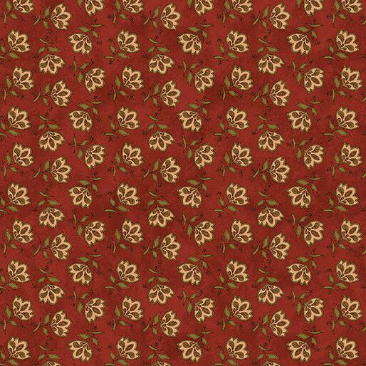 BTX Sunflower Days Tossed Jacobean Flower - 3114-10 Dark Red - Cotton Fabric