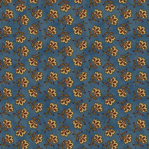 BTX Sunflower Days Tossed Jacobean Flower - 3114-56 Marine Blue - Cotton Fabric