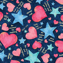 BTX UpWords Hearts And Stars - 17045-11 Navy  - Cotton Fabric