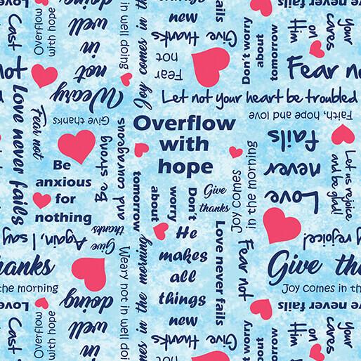 BTX UpWords Scripts - 17046-05 Sky  - Cotton Fabric