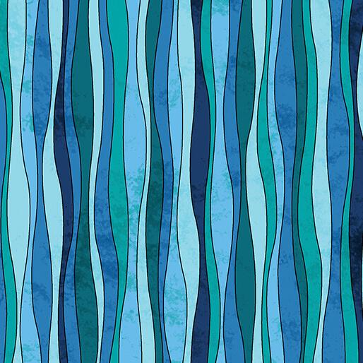 BTX UpWords Waves - 17047-84 Teal  - Cotton Fabric