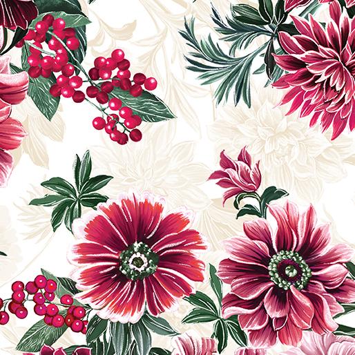BTX Winterberry Floral 14013P-07 Cream - Cotton Fabric