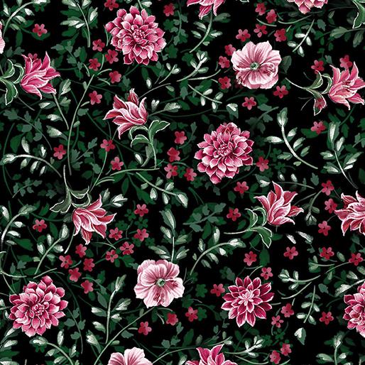 BTX Winterberry Floral 14019P-12 Black - Cotton Fabric