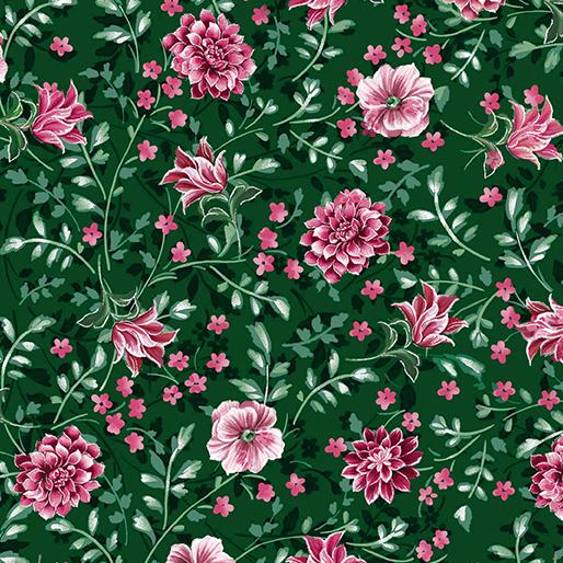 BTX Winterberry Floral 14019P-44 Dark Green - Cotton Fabric