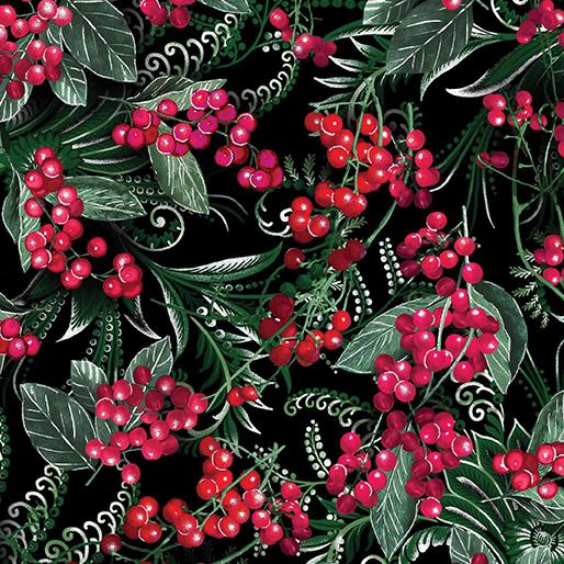 BTX Winterberry Floral 14020P-12 Black - Cotton Fabric
