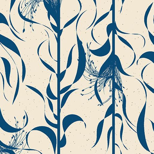 BTX Wishflower Broomcorn - 16694-54 Blue/Natural - Cotton Fabric