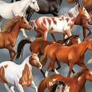 BTX Yellowstone Running Horses - 1447313B Gray - Cotton Fabric
