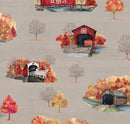 CHK Covered Bridges In Fall Main - CD16210-TAN - Cotton Fabric