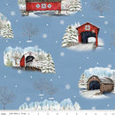 CHK Covered Bridges In Winter Main Blue - CD18000-BLUE - Cotton Fabric