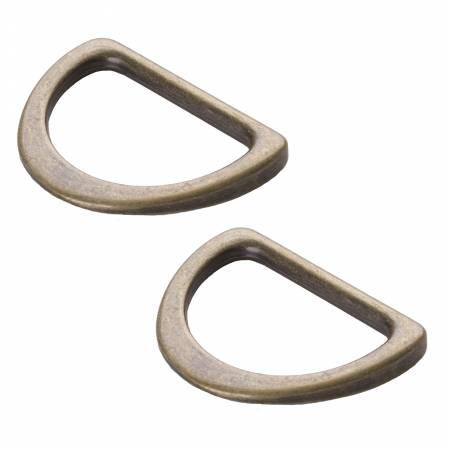 CHK D Ring Flat 1in Antique Brass Set of Two - HAR1DRABTWO - Notions