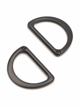 CHK D Ring Flat 1in Black Metal Set of Two - HAR1DRBMTWO - Notions