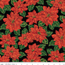 CHK Poinsettias At Christmas Main Black Foil - CF17630-BLACK - Cotton Fabric