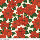 CHK Poinsettias At Christmas Main Cream Foil - CF17630-CREAM - Cotton Fabric