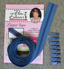 CHK Reversible Coil Zipper Tape With 8 Slides Denim - ENR-W