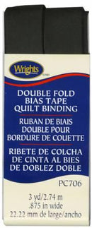 CHK Wrights Double Fold Bias Tape Quilt Binding Black - 117706031