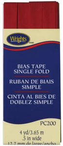 CHK Wrights Single Fold Bias Tape Red - 117200065