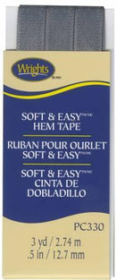 CHK Wrights Soft and Easy Hem Tape Pewter - 117330039