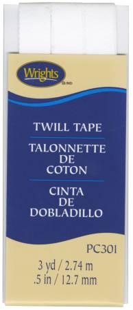 CHK Wrights Twill Tape 1/2in White - 117301030