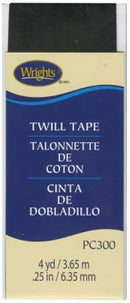 CHK Wrights Twill Tape 1/4in Black - 117300031