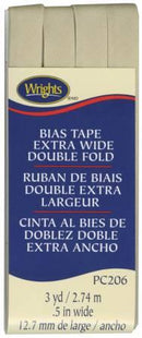CHK Wrights XWide Double Fold Bias Tape Khaki - 117206097