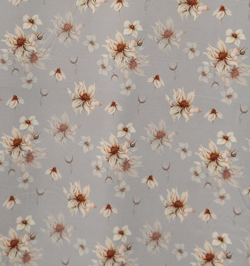 CWC Poly Twill - GARDENFLORAL-3 Gray  - Dress & Apparel Fabric