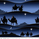 CWH Christmas Wishes Border Print - CD15049-NAVY - Cotton Fabric