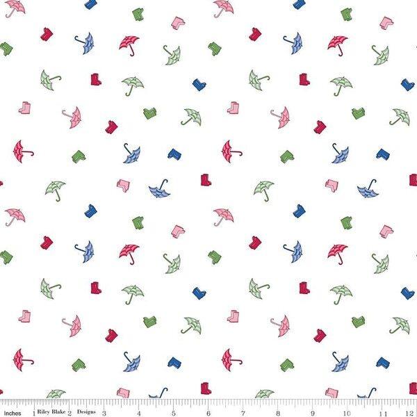 CWH Cloudburst Umbrellas - C16182-WHITE - Cotton Fabric