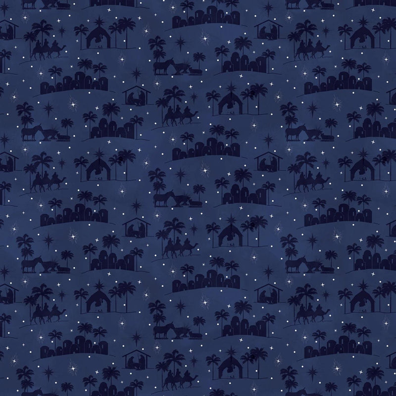 CWH Come Let Us Adore Him Silhouettes - C16311-NAVY - Cotton Fabric