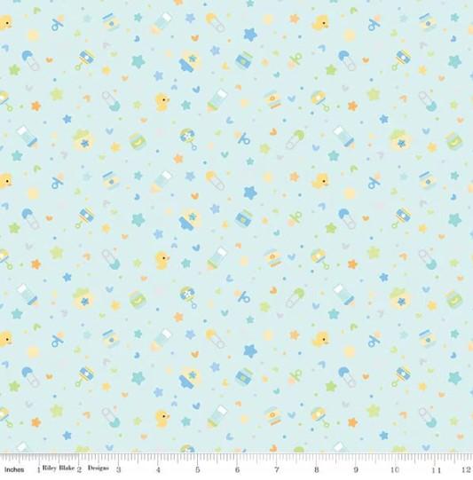 CWH Designer Flannel Baby Boy Binkies And Bottles - F13332-SKY - Cotton Flannel Fabric