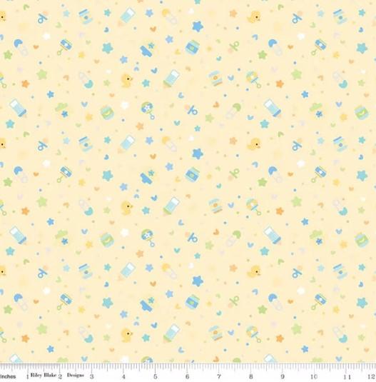 CWH Designer Flannel Baby Boy Binkies And Bottles - F13332-SUNSHINE - Cotton Flannel Fabric