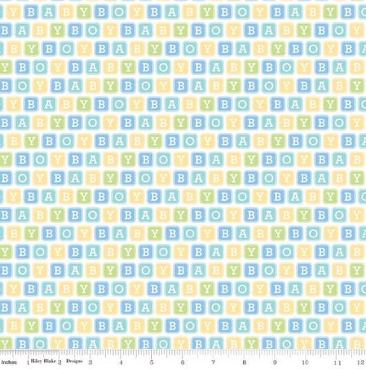 CWH Designer Flannel Baby Boy Blocks - F13331-WHITE - Cotton Flannel Fabric