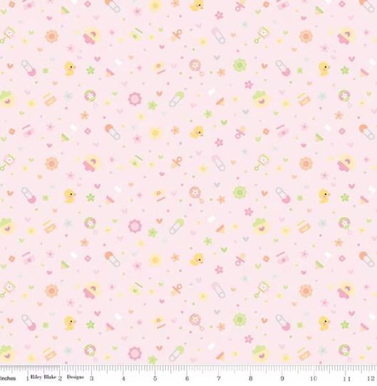 CWH Designer Flannel Baby Girl Binkies And Bottles - F13335-PINK - Cotton Flannel Fabric