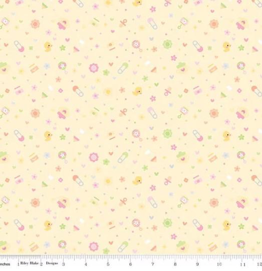 CWH Designer Flannel Baby Girl Binkies And Bottles - F13335-SUNSHINE - Cotton Flannel Fabric