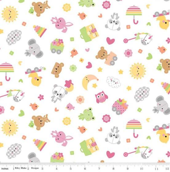 CWH Designer Flannel Bundle Of Joy Toss - F16780-WHITE - Cotton Flannel Fabric