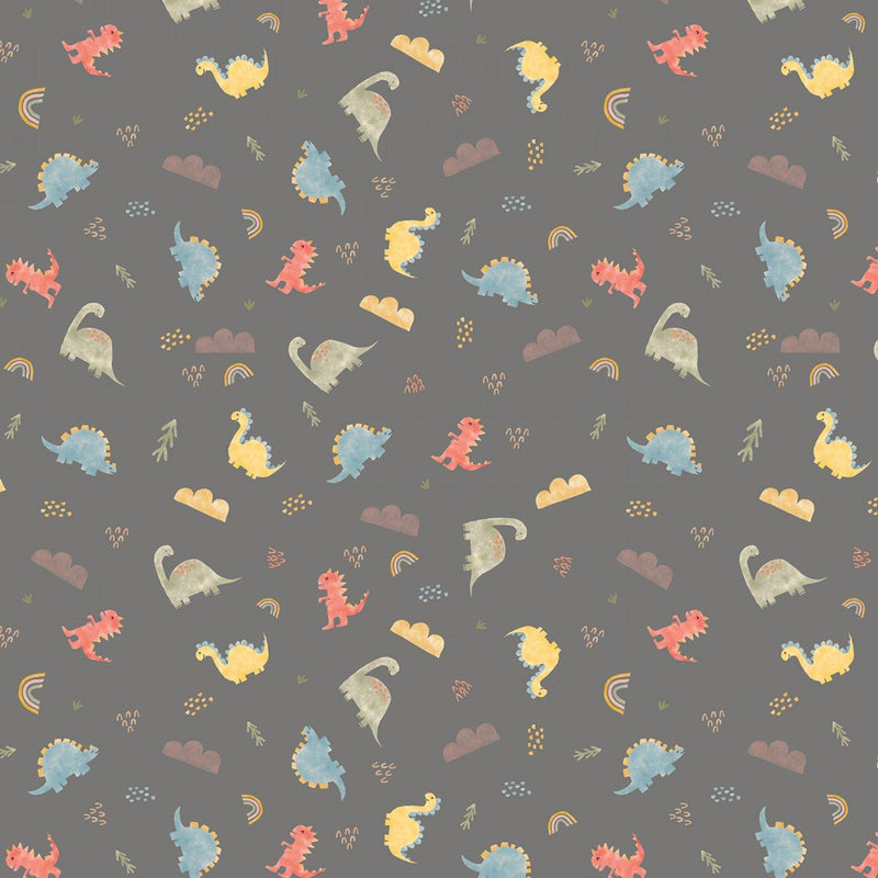 CWH Designer Flannel Dinos - F16026-GRAY - Cotton Flannel Fabric