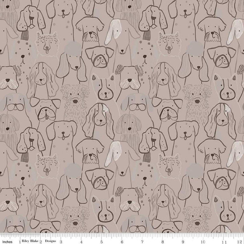 CWH Designer Flannel Inky Dog Club - F16024-BROWN - Cotton Flannel Fabric