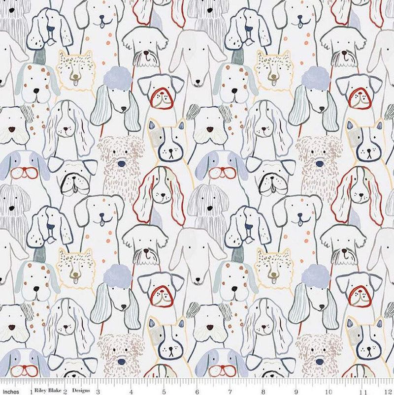 CWH Designer Flannel Inky Dog Club - F16024-GRAY - Cotton Flannel Fabric