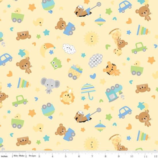 CWH Designer Flannel Special Delivery Toss - F16783-YELLOW - Cotton Flannel Fabric