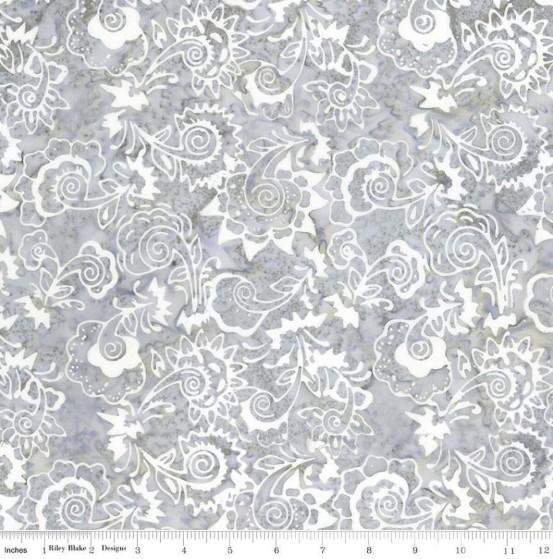 CWH Expressions Batiks - Blooms At Dusk  - BT23370-151 Pearl River - Cotton Batik Fabric