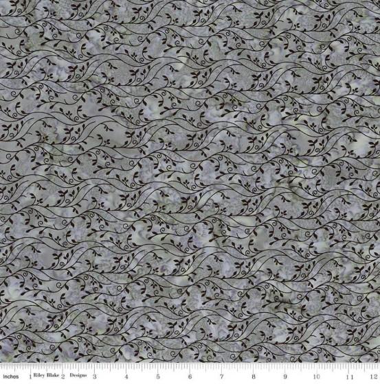 CWH Expressions Batiks - Blooms At Dusk  - BT23371-155 Pewter - Cotton Batik Fabric