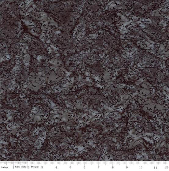 CWH Expressions Batiks - Blooms At Dusk  - BT23371-158 Onyx - Cotton Batik Fabric