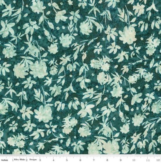 CWH Expressions Batiks - Flower Mix - Sew Soft Rayon - BTR23468-279 Smoky Teal - Rayon Fabric