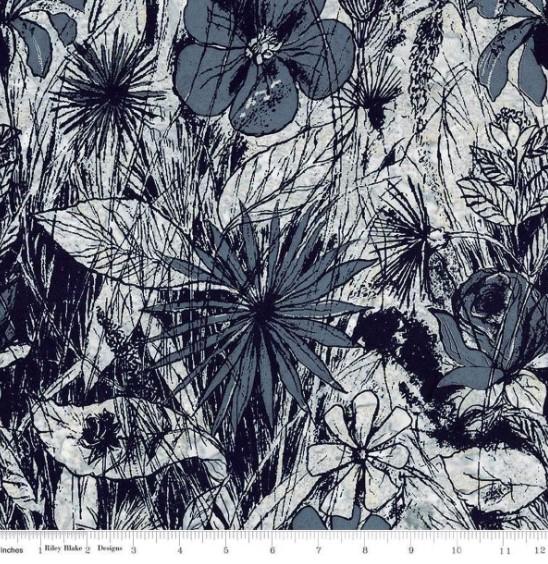 CWH Expressions Batiks Floral Reflections - BT23180-163 Steel Sapphire - Cotton Batik Fabric