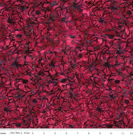 CWH Expressions Batiks Floral Reflections - BT23181-227 Cherry Chutney - Cotton Batik Fabric