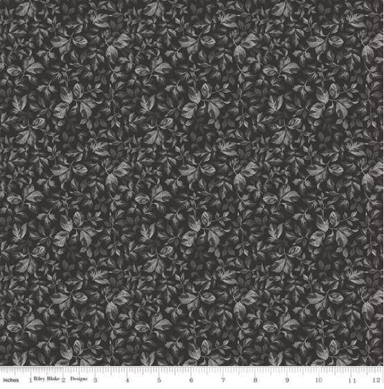 CWH Ink & Ivory Leaves - C16913-INK - Cotton Fabric