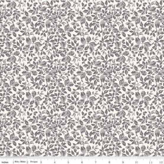 CWH Ink & Ivory Leaves - C16913-IVORY - Cotton Fabric