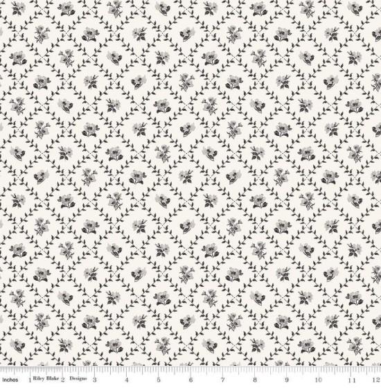 CWH Ink & Ivory Trellis - C16912-IVORY - Cotton Fabric